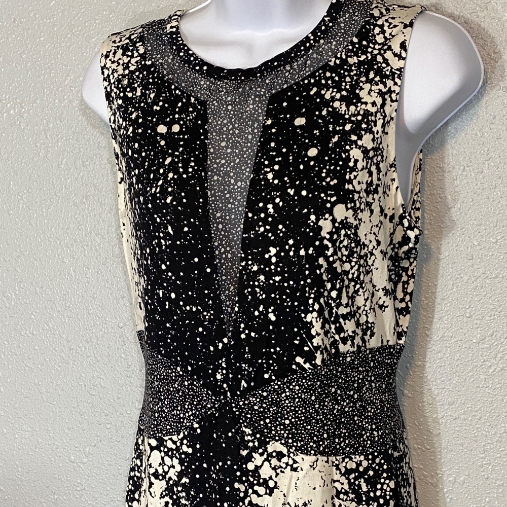 Diane Von Furstenberg 100% Silk Ilsie Black and Cream Midi Dress - Picture 6 of 8